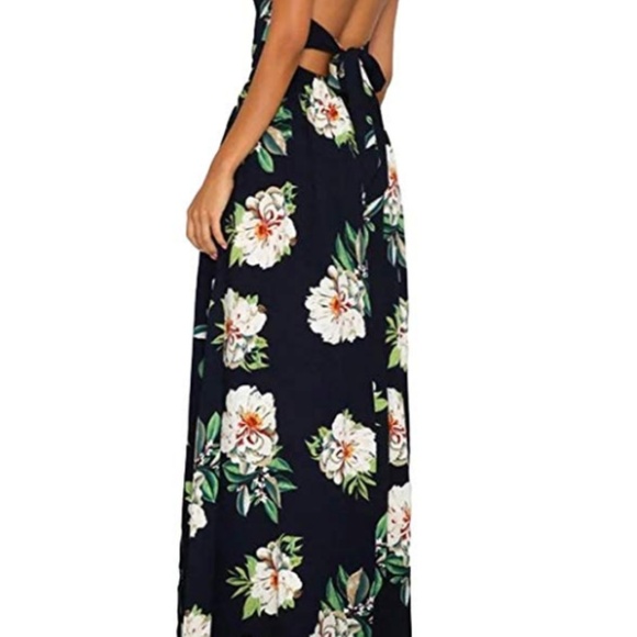 Halter Neck Maxi Dress Floral Print - Picture 4 of 5